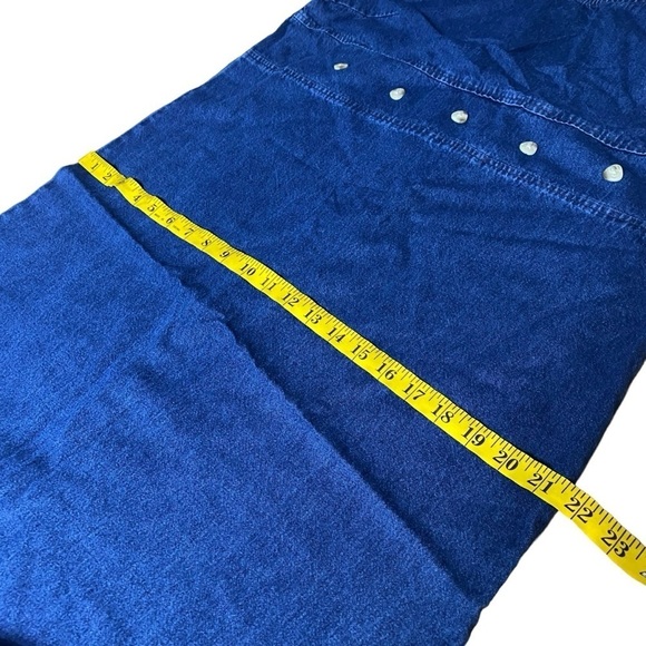 Vintage 90’s y2k Mountain Lake Cotton Denim Jumper Overall Maxi Dress Size XL - Picture 9 of 11